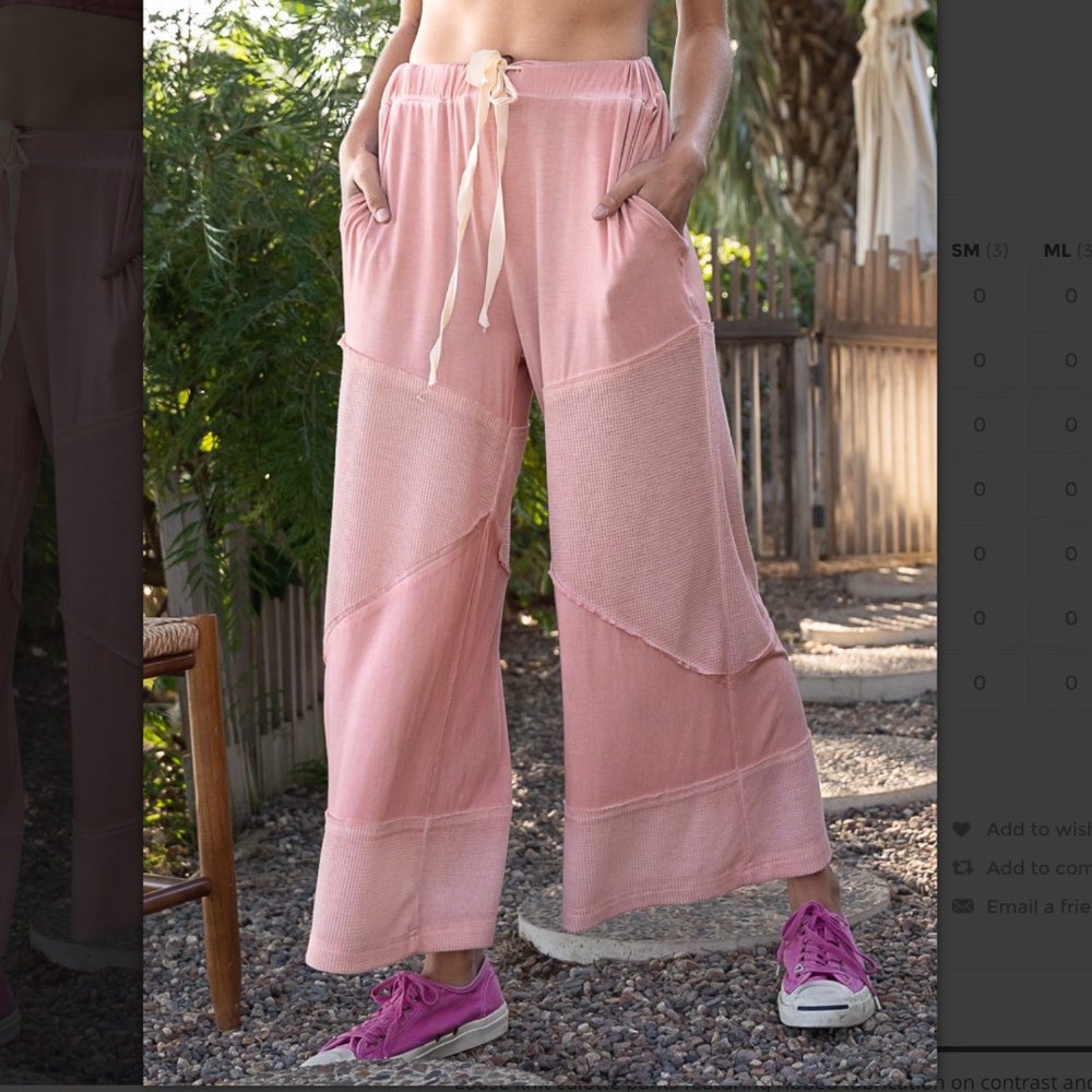 🌼 POL “ Sacred Falls 4 “ POL Wide Leg Mix Fabric Flowy Lightweight Pants 31 - Picture 3 of 5